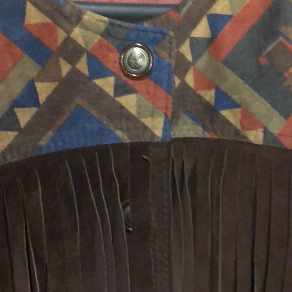 Vintage Suede Leather Aztec Navajo fringe crop jacket - Picture 4 of 12